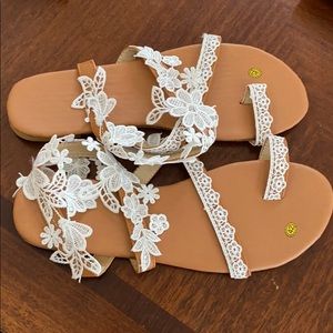 Lacy floral sandals